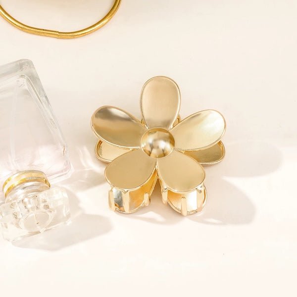 Vivid Flower Claw Metal Hair Clips-Gold & Silver