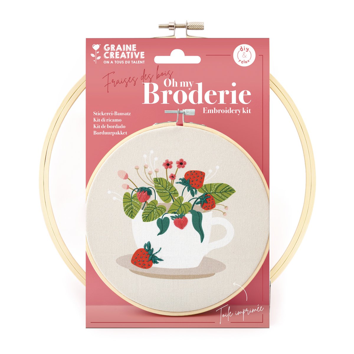 EMBROIDERY SET WILD STRAWBERRY  Ø20CM