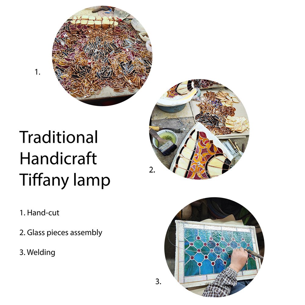Tiffany tafellamp trein 100x9x20 cm rood green glas tiffany lampen