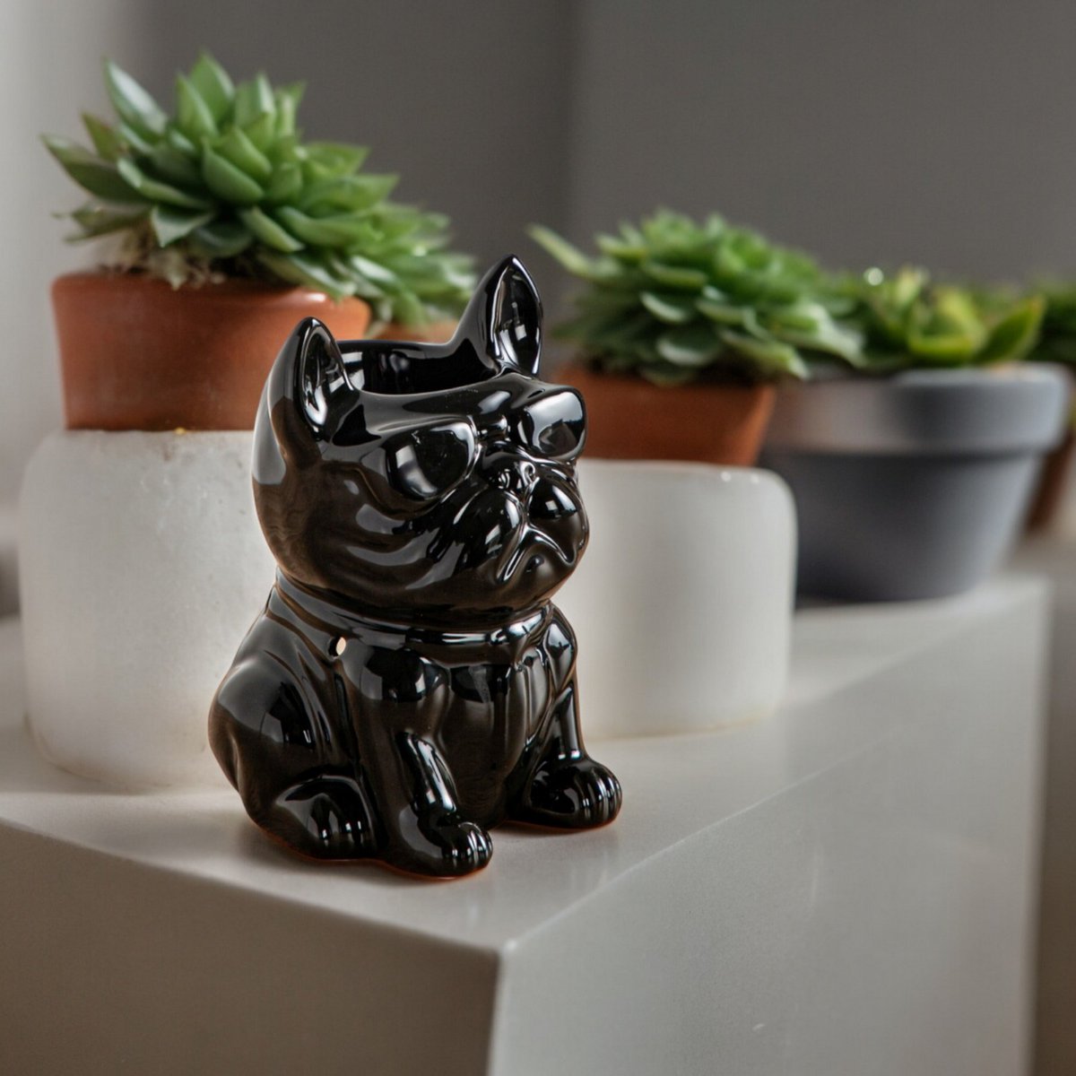 Brûle Parfum Céramy Boubou Noir – Bougeoir Animaux en Céramique Laquée – Diffuseur Fondants Cires Parfumées, Huiles Essentielles, Senteurs – Idée Cadeau Déco