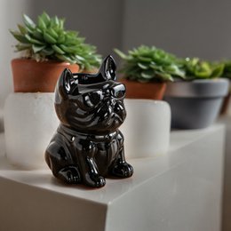 Verbrande keramy boubou zwarte boubou parfum - gelakte keramische dieren - stichtende diffuser geurende wassen, etherische oliën, geuren - decoratief idee