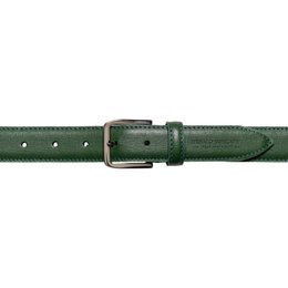 RB4017E | Damesriem gemaakt in Italië van echt saffianoleer. Gesp met glanzende zilveren afwerking. Groene kleur. Afmetingen: 115 x 3,0 x 0,5 cm (taille 100 cm)