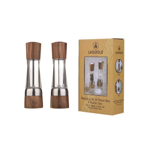 Set of 2 salt mills & 1 Laguiole pepper mill