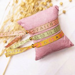 Ribbon bracelet flowers green