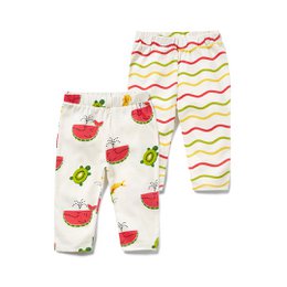 Two-pack of colorful striped leggings for kids, featuring a variety of vibrant colors and patterns. Suitable for ages 3-6 years.