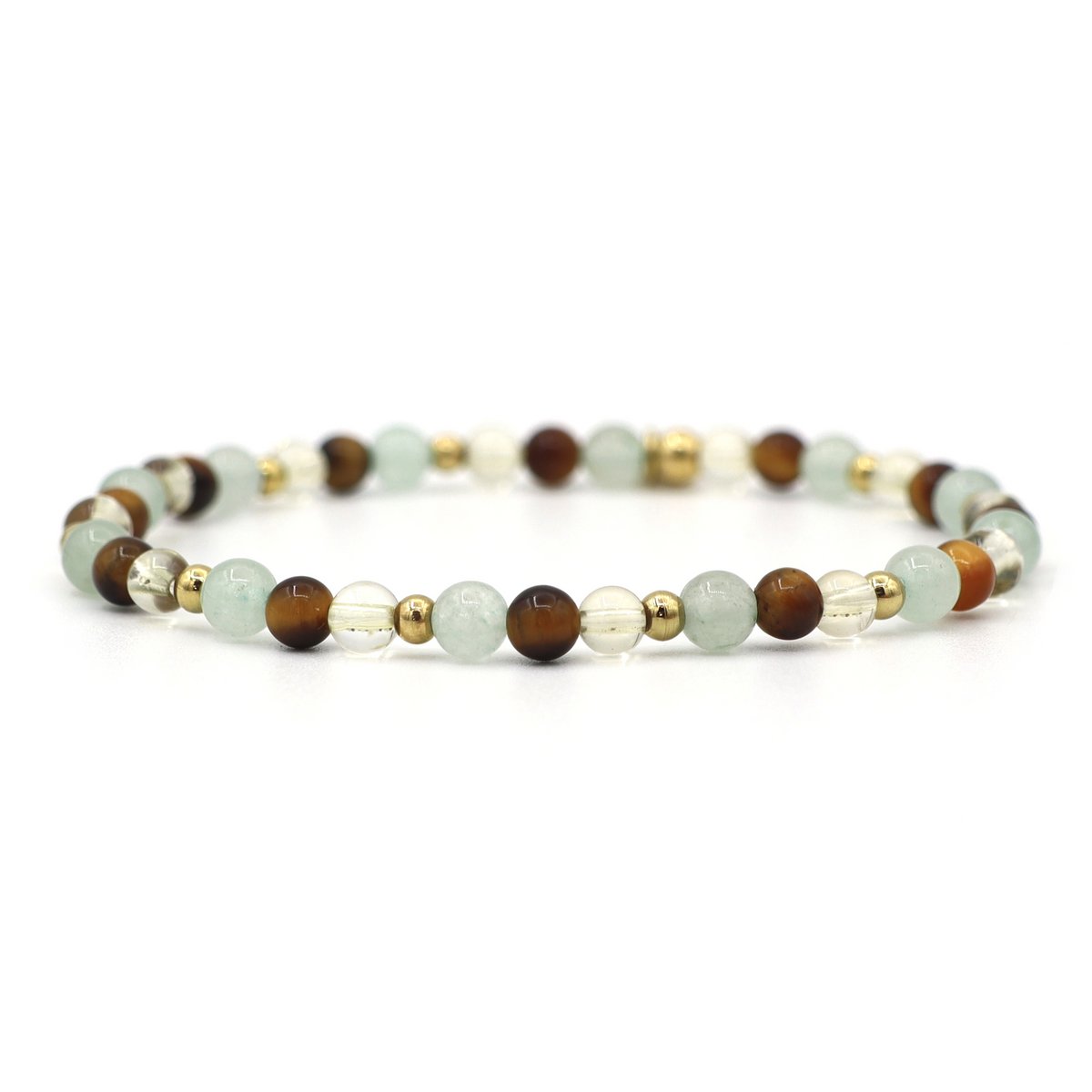 Natuursteen armband Happiness, zilver en goud