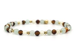 Natuursteen armband Happiness, zilver en goud
