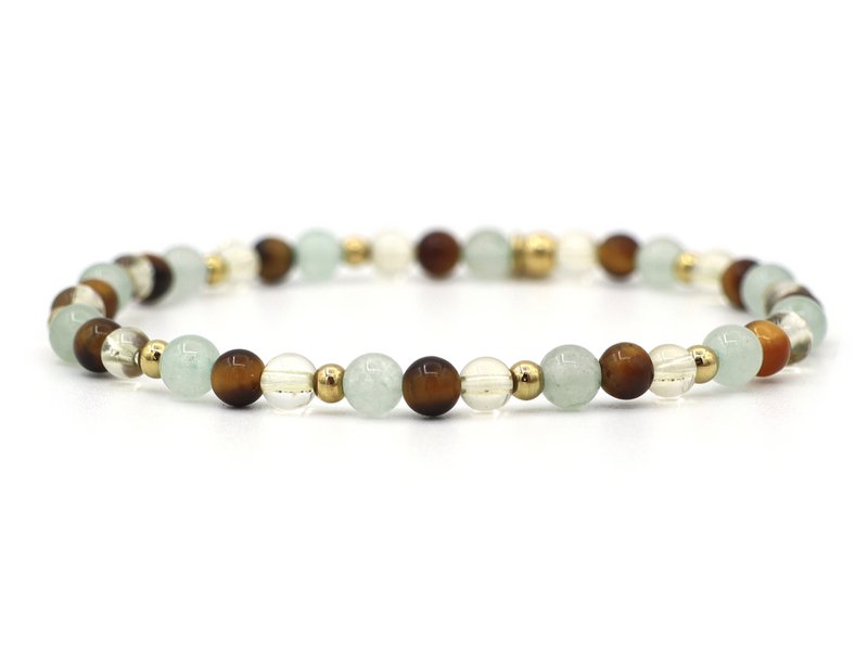 Natuursteen armband Happiness, zilver en goud