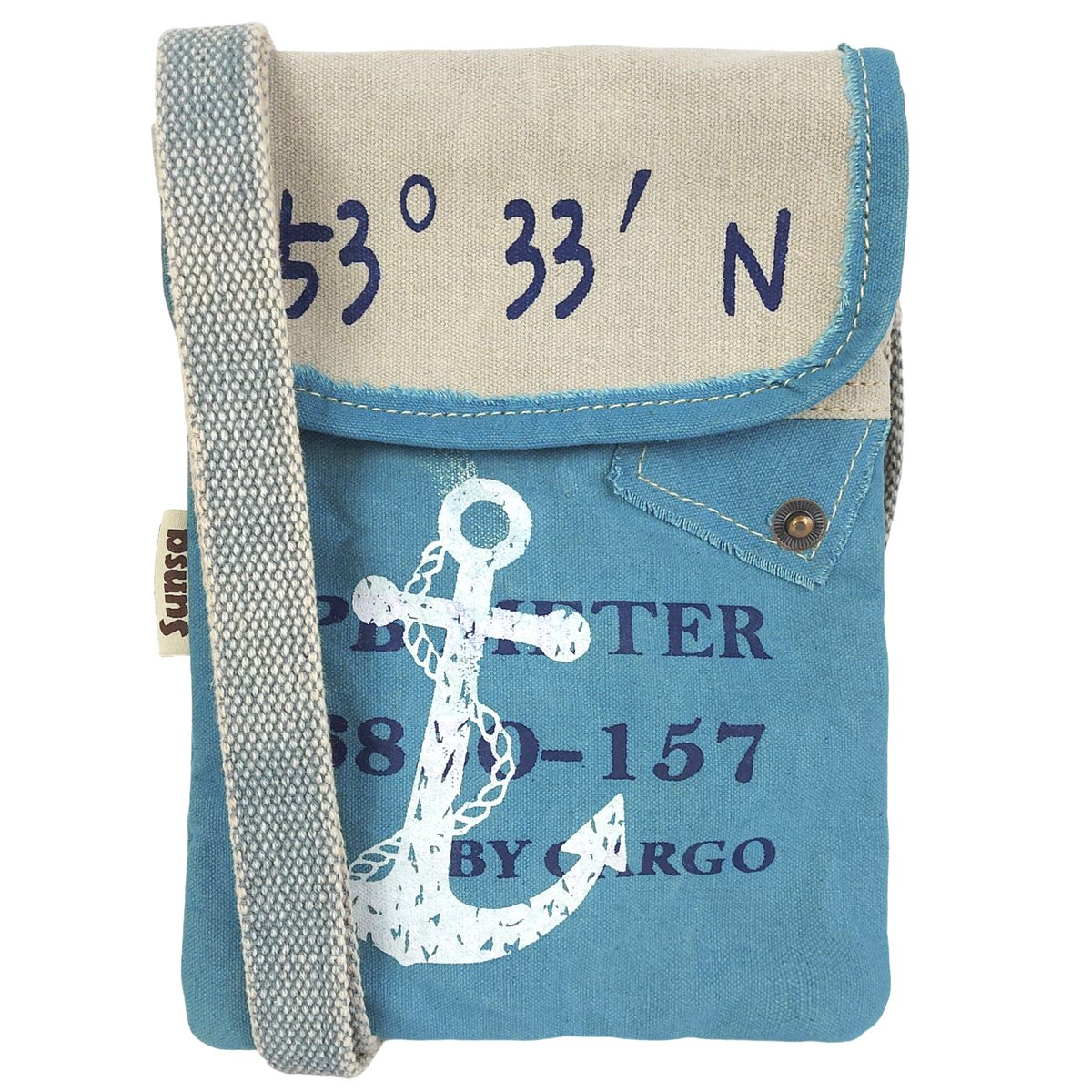 Sac bandoulière femme Sunsa. Sac à bandoulière de style maritime. Sac à main en toile. petit sac bandoulière pour femme.