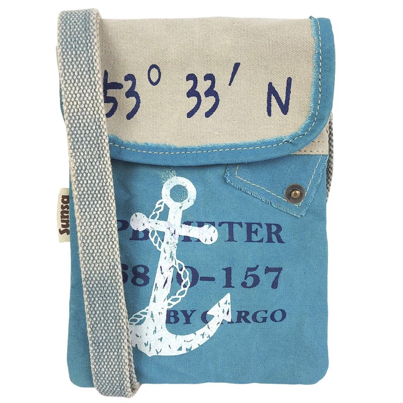 Sunsa skuldertaske til kvinder. Skuldertaske i maritim stil. Håndtaske i lærred. lille crossbody taske til kvinder.