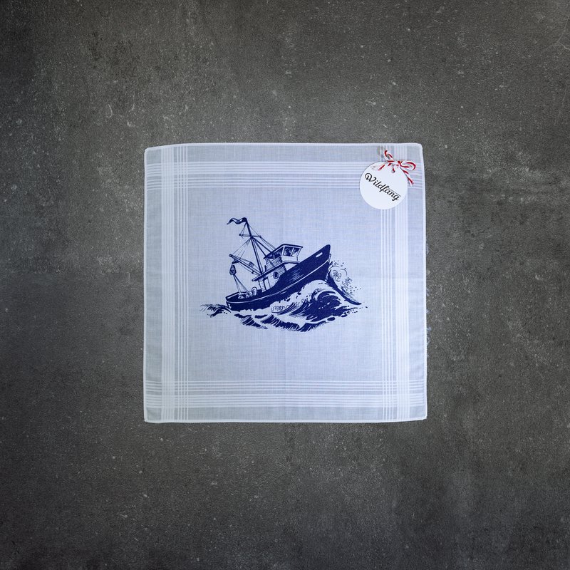 Mouchoir en coton blanc coupe/bateau