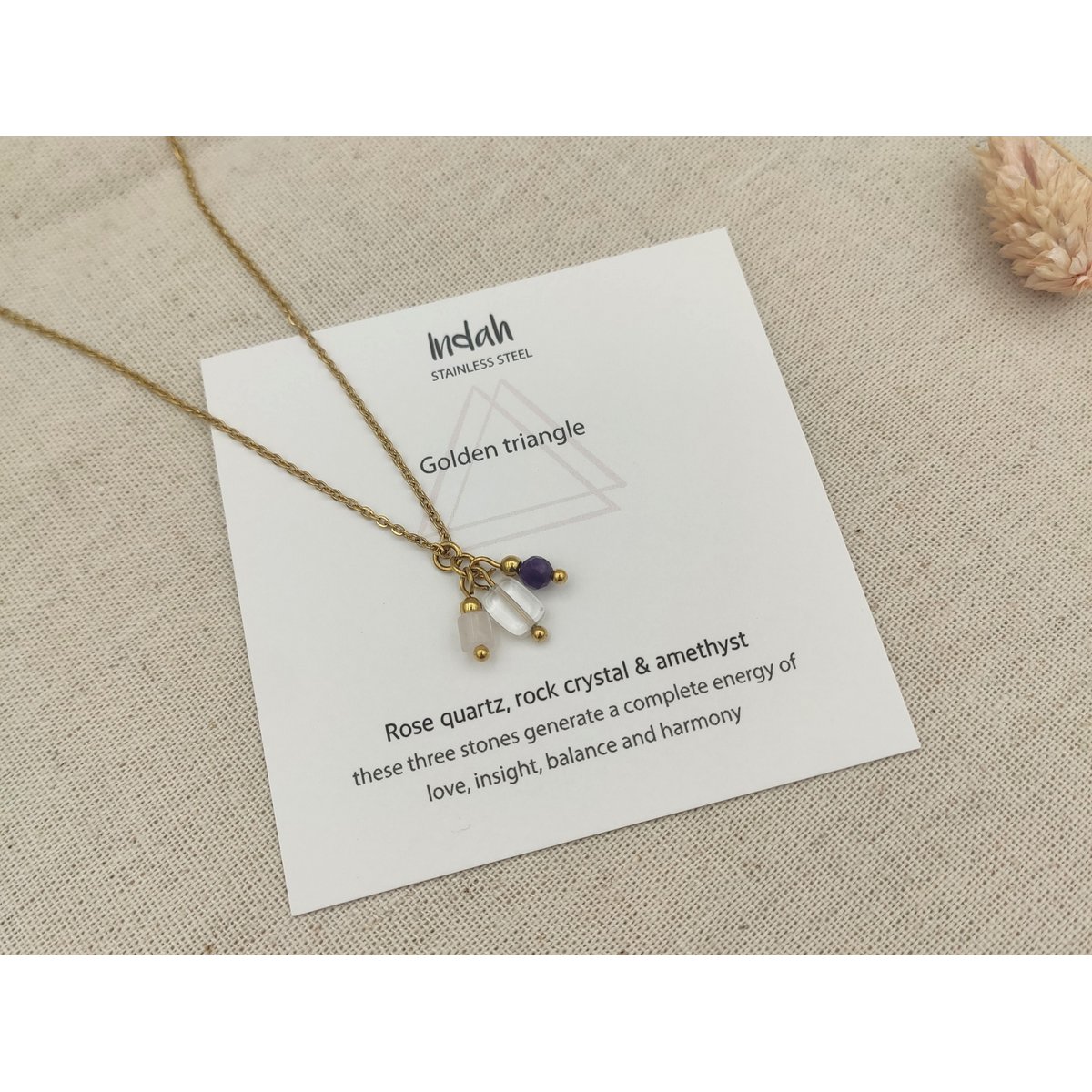 Ketting rock, gouden driehoek, zilver en goud