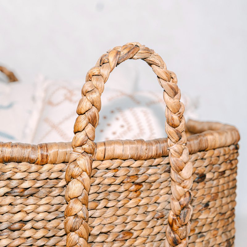 Extra Large Laundry Basket – Square Boho Hamper – Woven Decorative Basket – Storage Basket Made of Natural Water Hyacinth (2 sizes) MENTARI