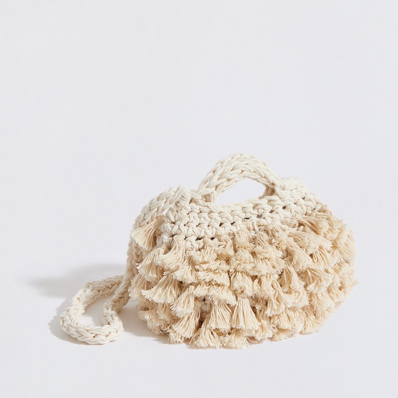 Szydełkowane sprzęgło „Pebble Tassel” z Crossbody Strap Beige
