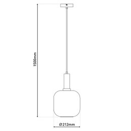 1-pendant lampa „fumo”, lampa wisiorka wykonana z metalu i szkła w kolorze czarnym, z gniazdem E14, do jadalni, salonu, korytarza lub biura, lampa wisząca 150 x 20 cm