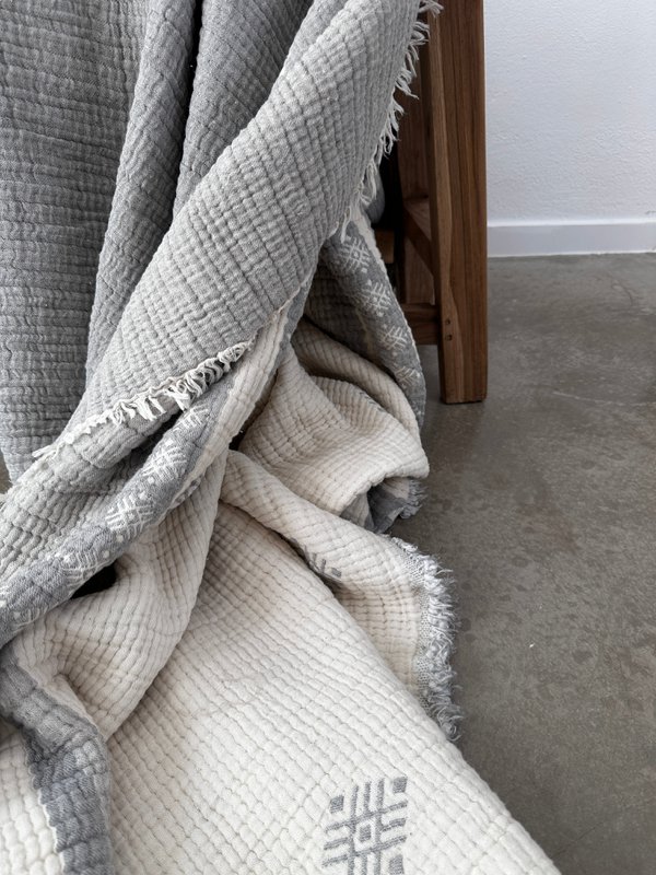 Muslin blanket - light gray-white - 2.20 x 2.50 m MESSE