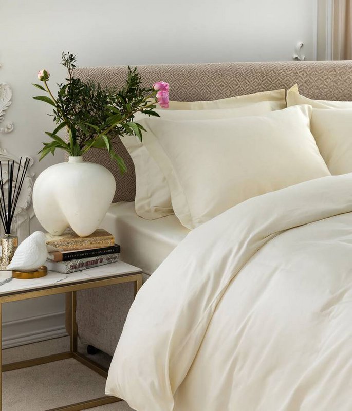 Satin-Bettwäsche-Set Solid Antique White