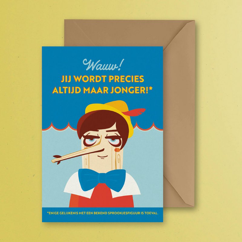 Sarcazy Pinocchio birthday card