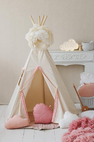 Tipi „Fluffy Pompoms“ mit Pompons und Matten-Set