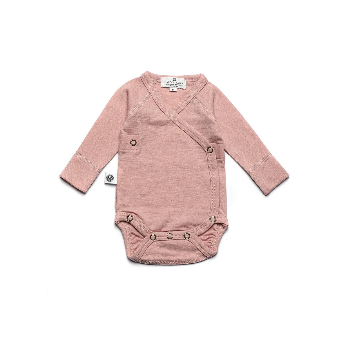 Langarm-Wickelspielanzug aus Wolle – Merinowolle – Misty Rose