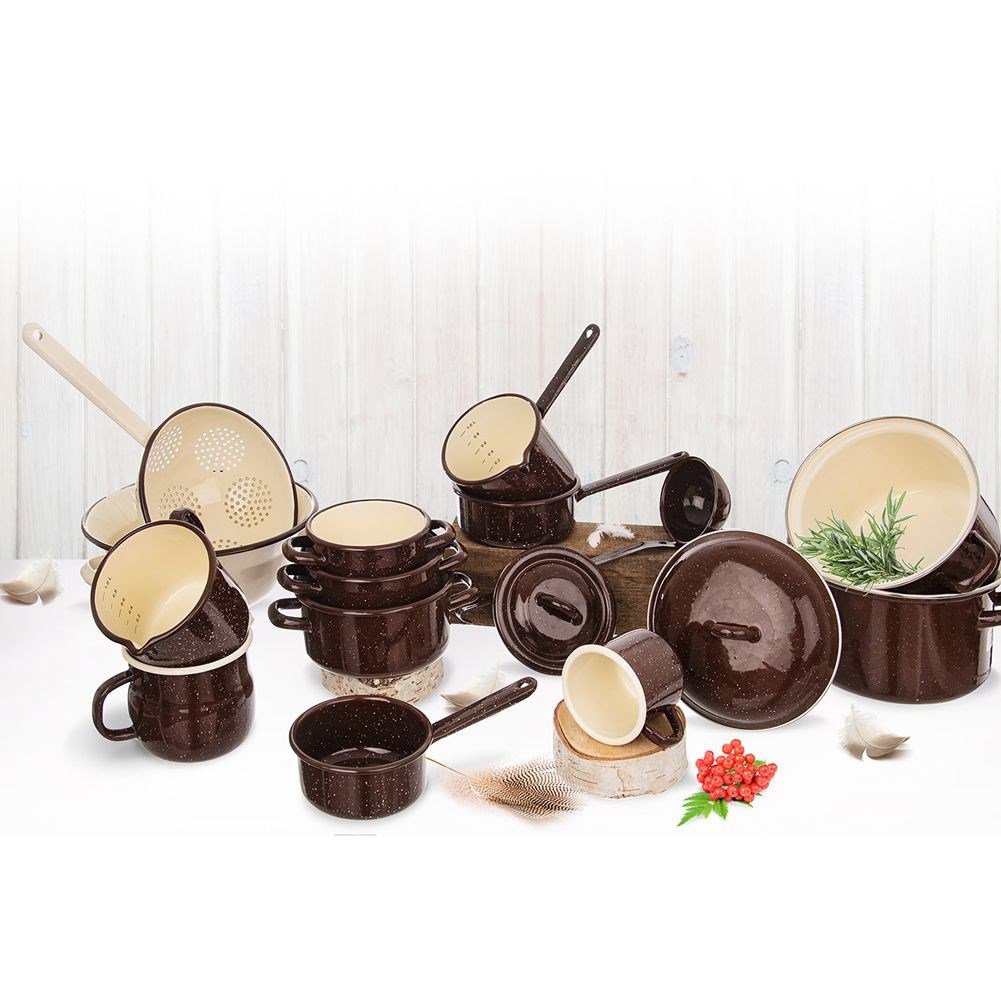 Topf Emaille mit Deckelbraun 20 cm, 3,2 l