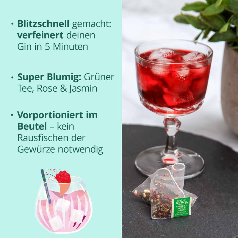 ETS - Botanicals for Gin "Grüner Tee, Rose & Jasmin", BIO, 7 Pyramiden-Beutel