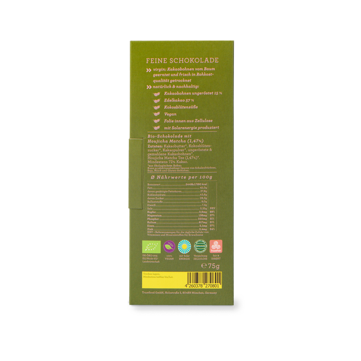 CHOCQLATE organic chocolate Hojicha MATCHA