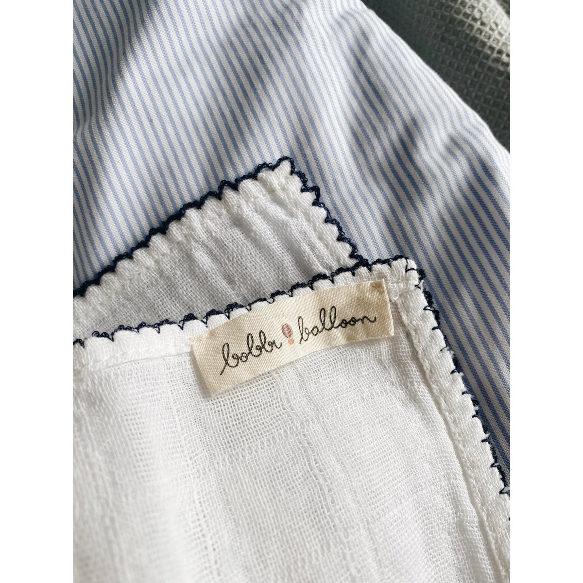 Muslin with crochet piping - Navy Blue Piping