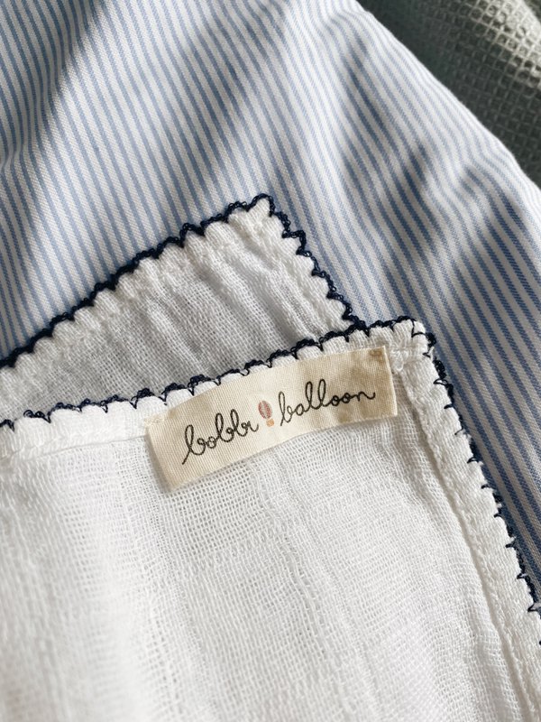 Mussola con piping all'uncinetto - Piping blu navy