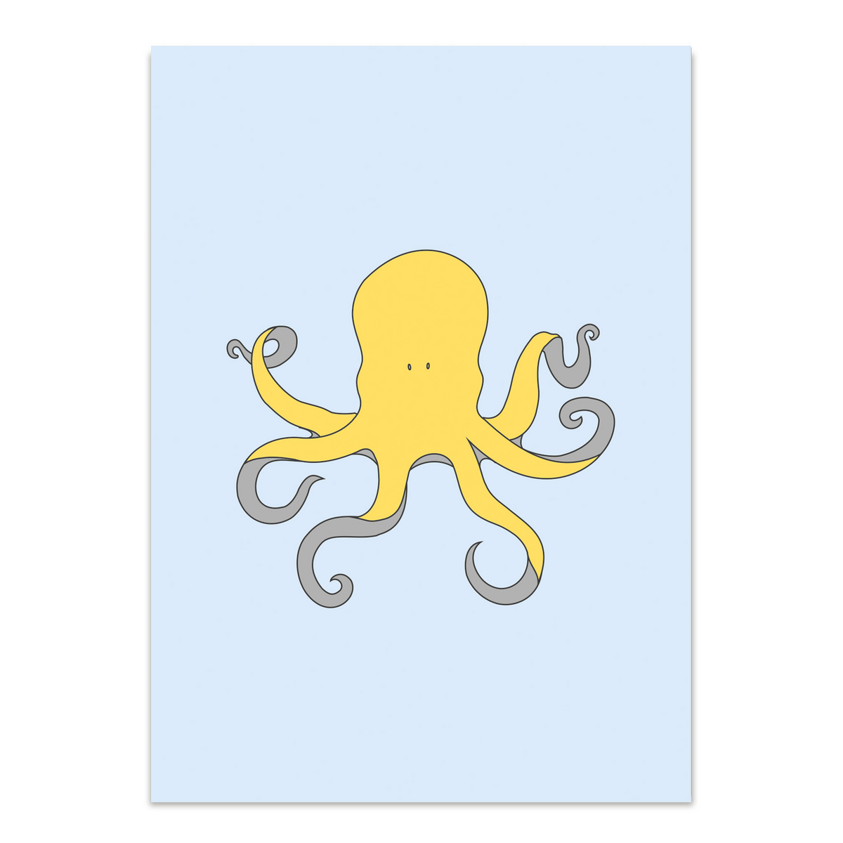 Ansichtkaart octopus geel / lichtblauw - 300g gerecycled karton