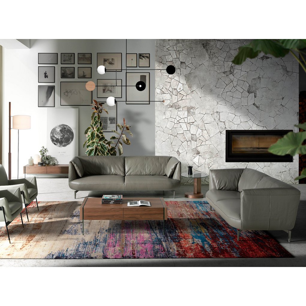 Walnut wood coffee table and tempered glass