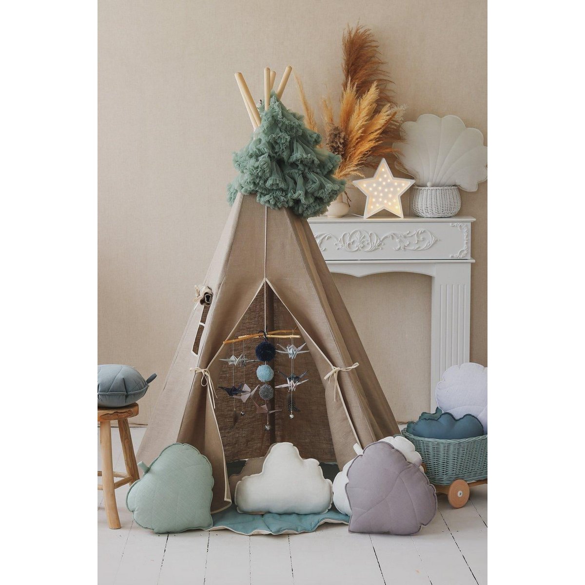 Tipi- und Mattenset „Natural Linen“