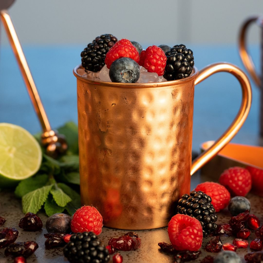 Cataleya kobber kop sæt - 2x cocktail kopper (hamret, 400 ml)