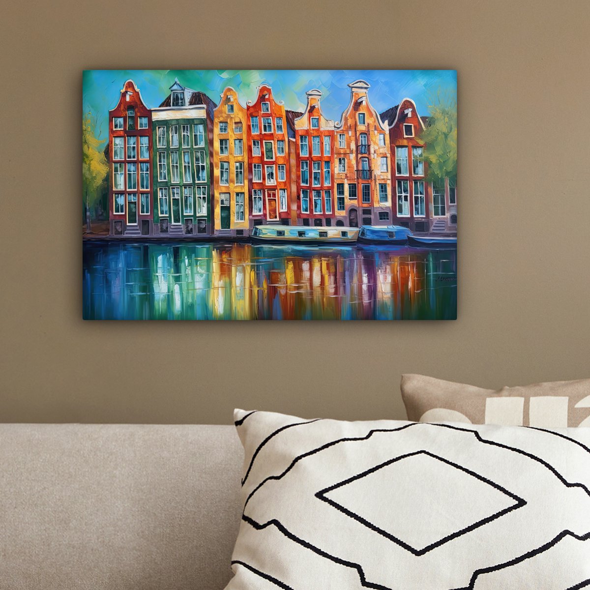 Peinture sur toile - Décoration murale Amsterdam - Huile - GRAISE - Peinture - Art - Décoration murale Salon - Décoration de la chambre - Accessoires de chambre - Paintes de toile