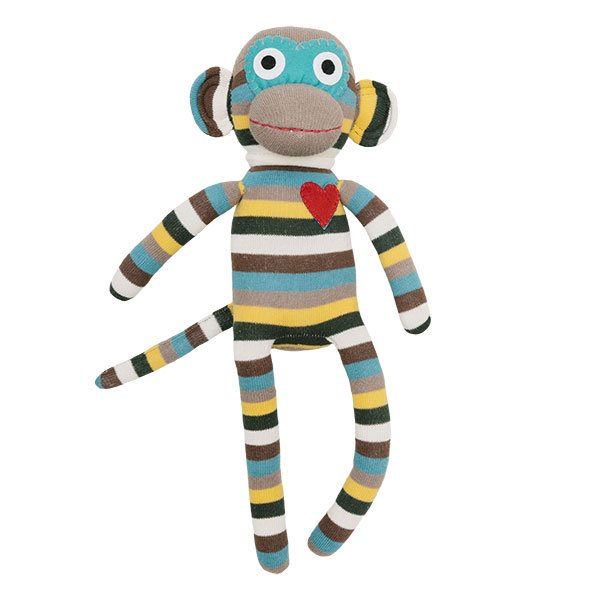 Peluche calcetín mono midi rayas gris/multi