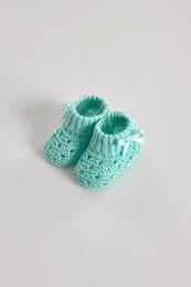 Pakke med 10 strikkede baby booties med bue LC751