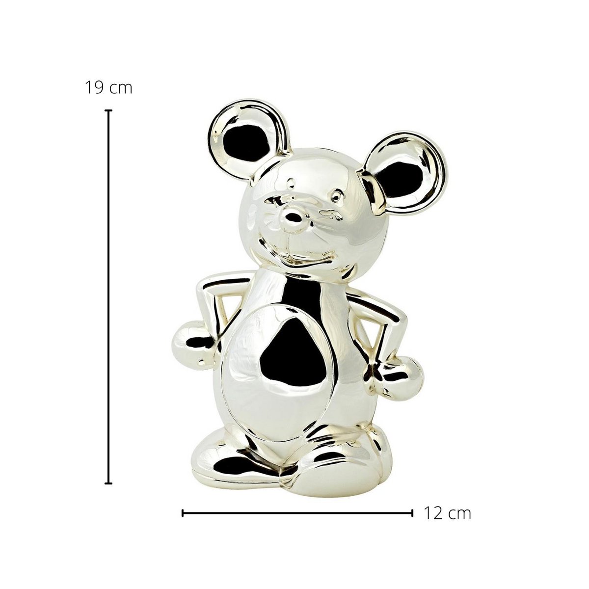 EDZARD mysz skarbonka skarbonka, elegancka posrebrzana, odporna na matowienie, wysokość 19 cm