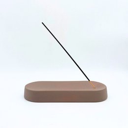 Incense holder - ceramic - brown - oval - 22 x 9 x 3 cm