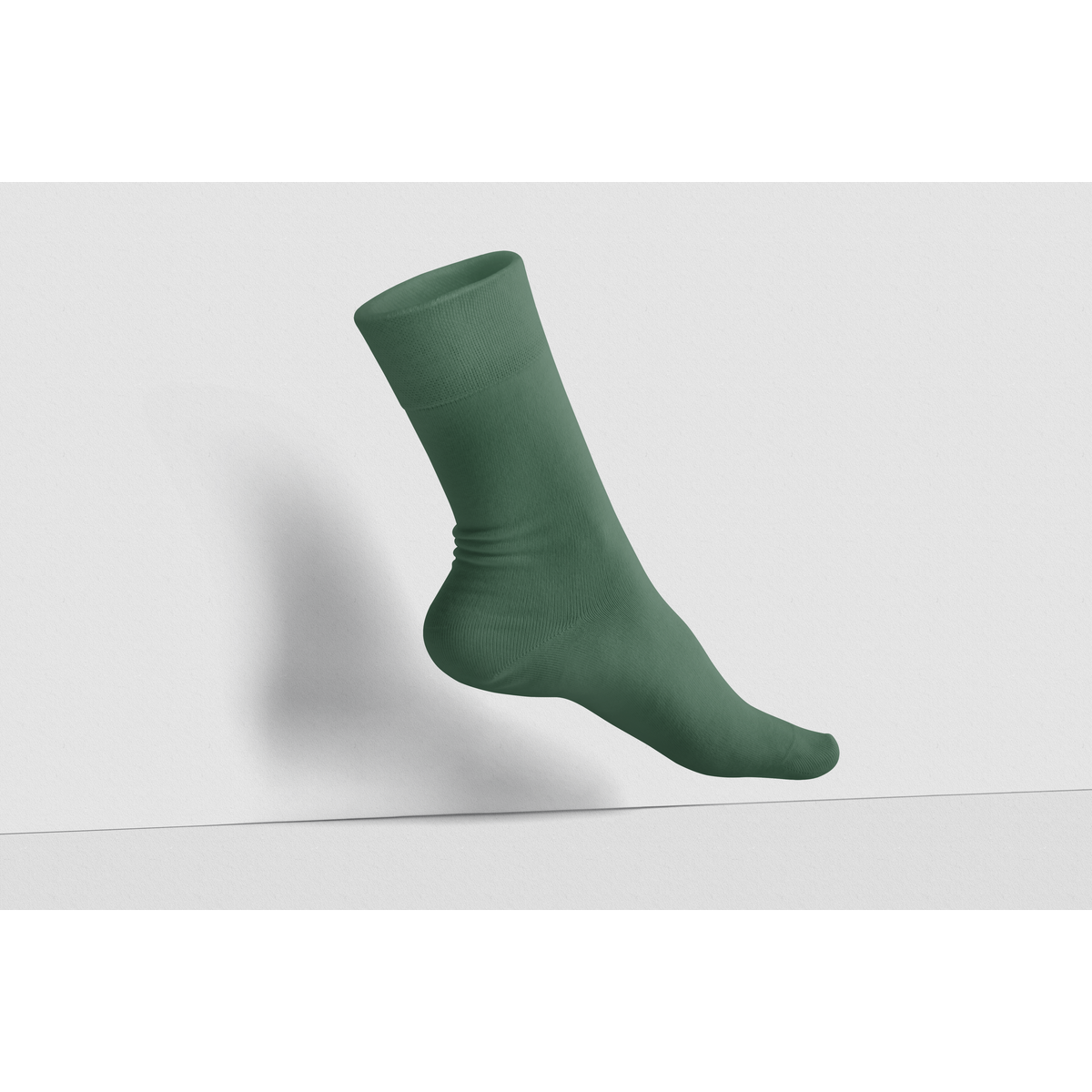 Calcetín de algodón orgánico de color liso con tripulación única: VERDE (no el par, solo 1 pieza)