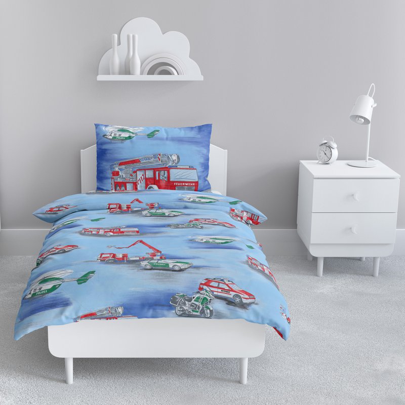 Komplet pościeli Beaver 135x200cm policja/straż pożarna w kolorze niebieskim