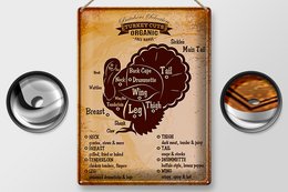 Tin sign butcher shop 30x40cm Turkey Turkey cuts Organic