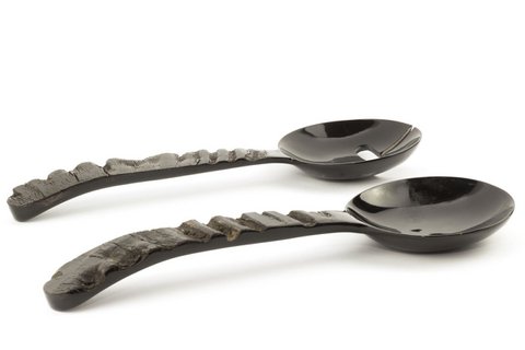 Cutlery with raw black horn handle