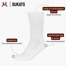 Sukats® 6 pares de calcetines deportivos | El atleta | Calcetines de tenis | Calcetines para correr | Sin costuras | Blanco o negro | Múltiples tamaños