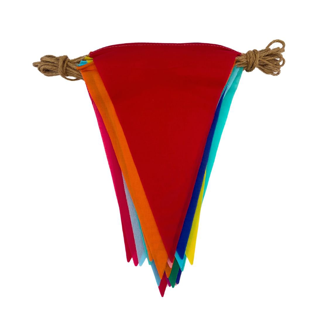 Drapeaux en coton - multicolores - 10 mètres de ligne de drapeau