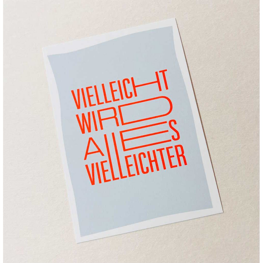 Maybe everything will be more maybe - postcard with neon print