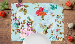 Paraíso de aves de colores | Manteles Individuales de Vinilo Premium 44 x 32 cm - 4 piezas