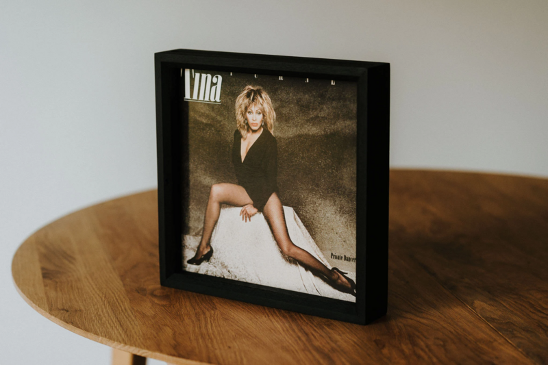 Frame di display da record in vinile in legno, cornice di quercia per arte dell'album da 12 pollici, supporto di copertina LP indipendente per ripiani o pareti