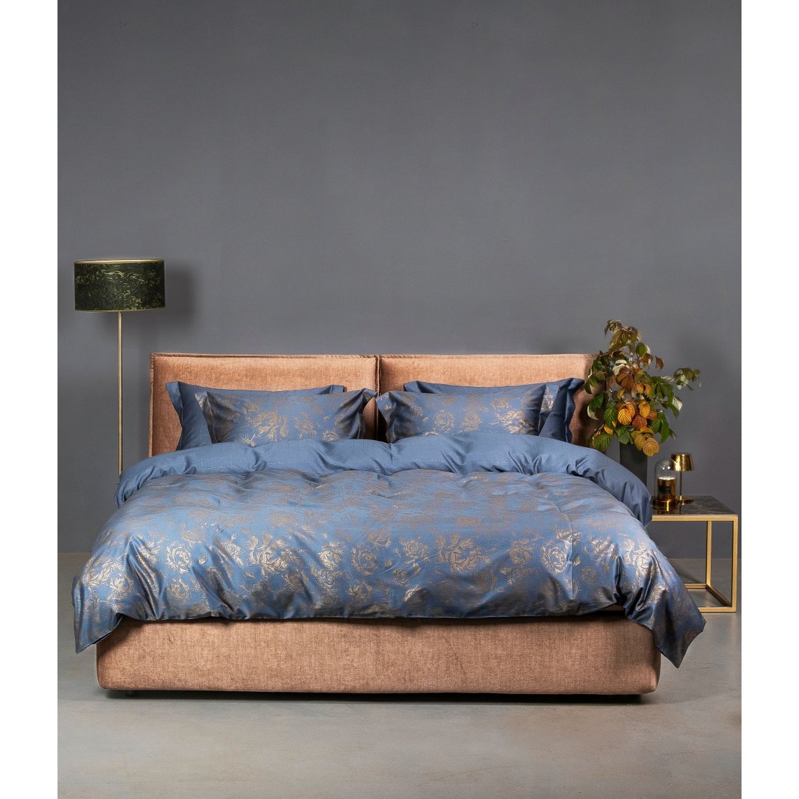 Satin-Bettwäsche-Set Rose Line Silver Blue/Chess IQ Silver Blue