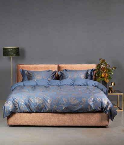 Satijnen beddengoedset Rose Line Silver Blue/Chess IQ Silver Blue