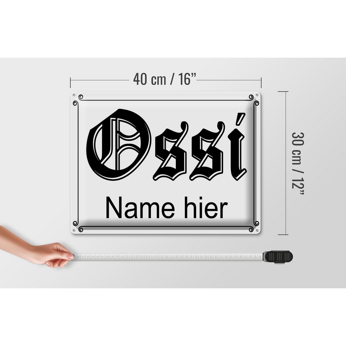 Tin sign saying 40x30cm Ossi name here GDR